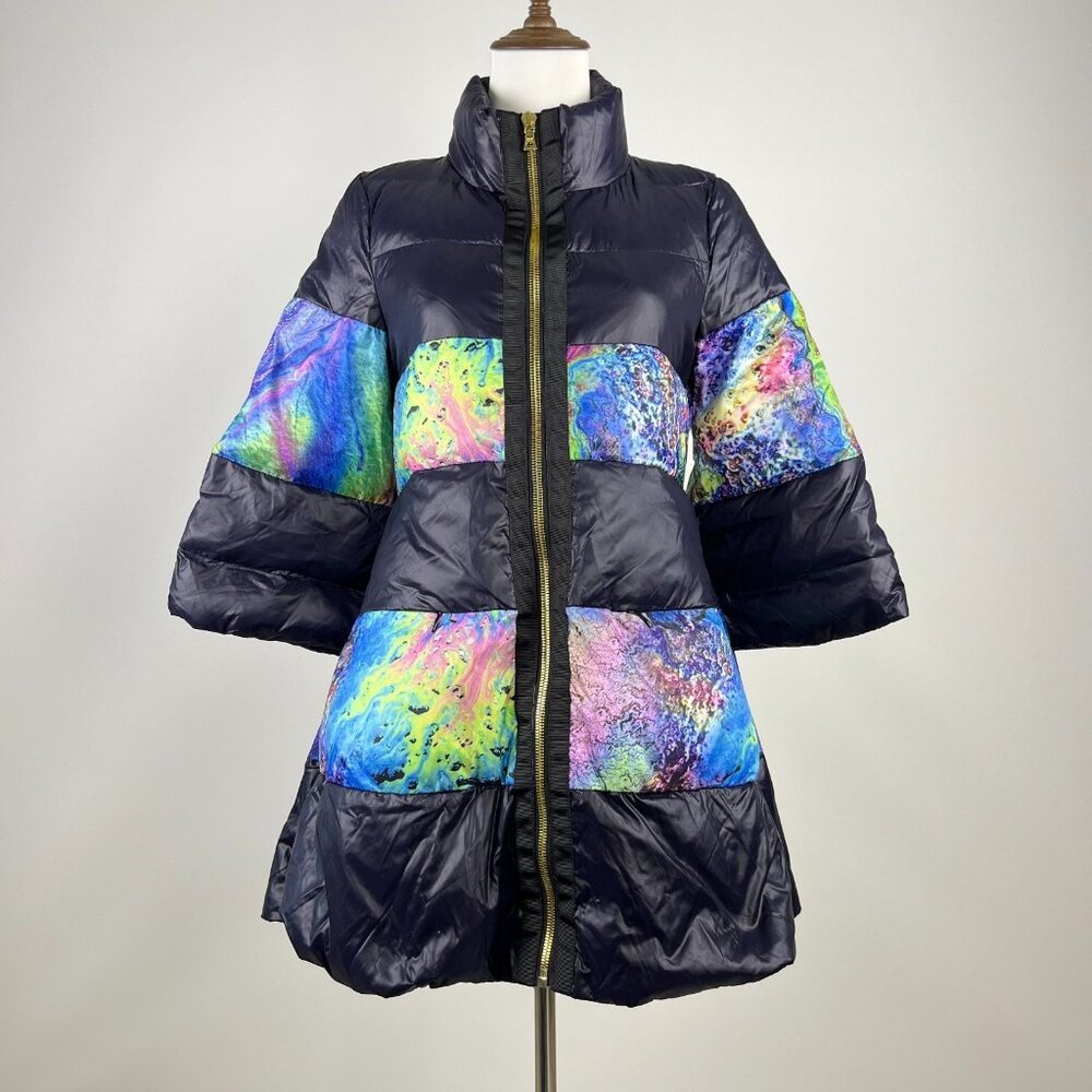 NWOT MSGM Women's Down Puffer Jacket Size L Three-Quarter Sleeve - Picture 2 of 16